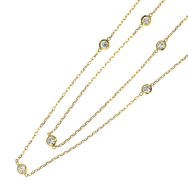 K18YG ダイヤモンド ロングステーション ネックレス 1.20ct 90cm