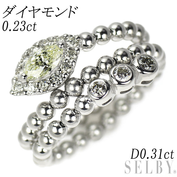 Pt900 マーキス ダイヤモンド リング 0.23ct D0.31ct 形状記憶