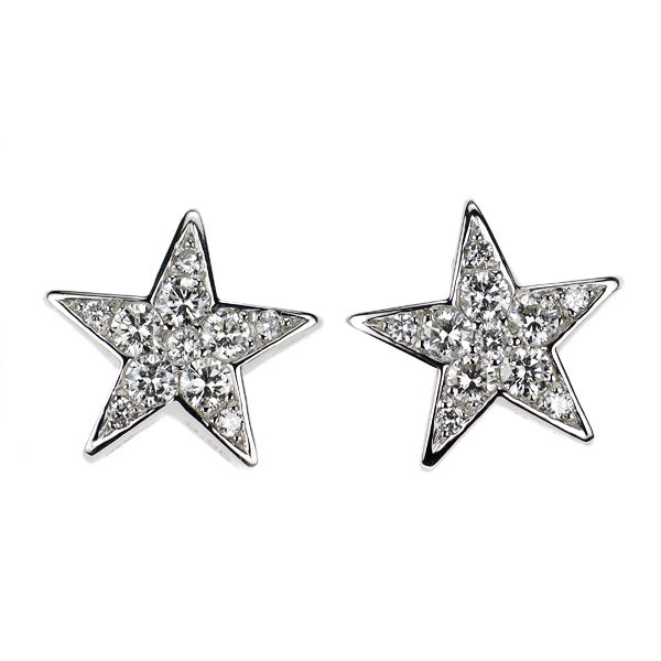 K18WG/Pt900 ダイヤモンド ピアス 0.50ct スター