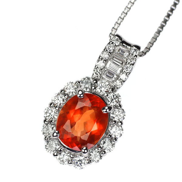 Pt ロードクロサイト ダイヤモンド ペンダントネックレス 1.801ct D0.62ct