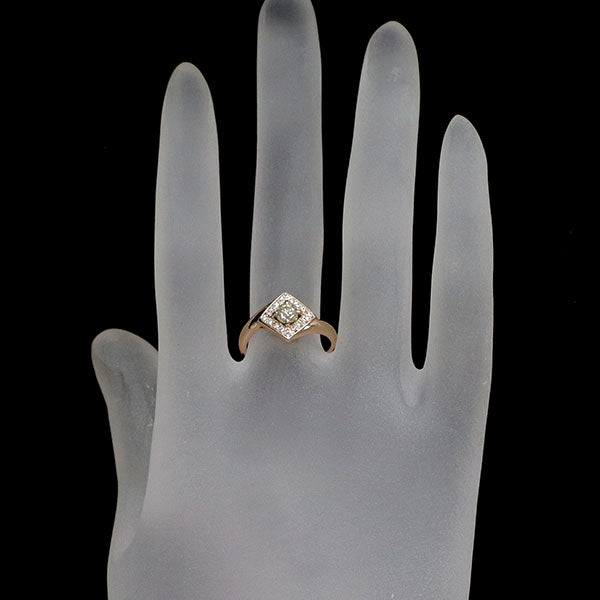 K18PG 多面カット ダイヤモンド リング 0.300ct D0.12ct