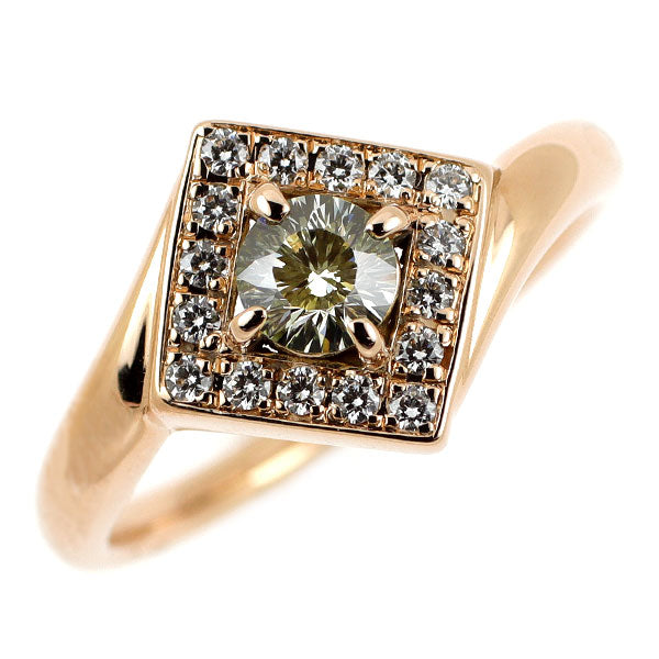 K18PG 多面カット ダイヤモンド リング 0.300ct D0.12ct