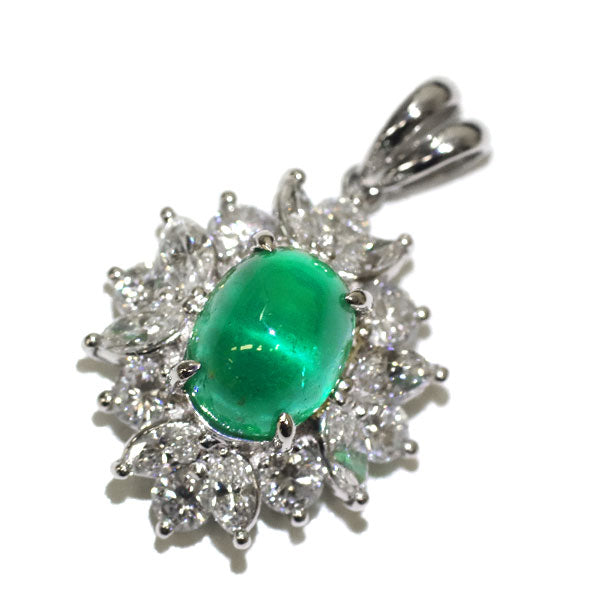Pt900 エメラルドキャッツアイ ダイヤモンド ペンダントトップ 2.70ct D1.78ct