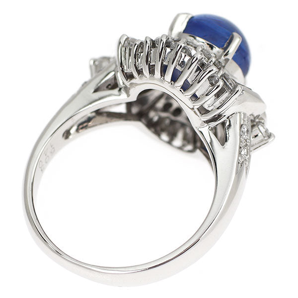 Pt900 スターサファイア ダイヤモンド リング 5.05ct D1.40ct