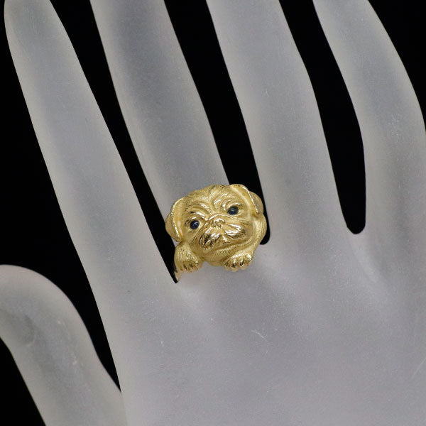 K18YG サファイア リング 0.10ct 犬
