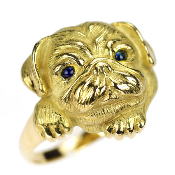 K18YG サファイア リング 0.10ct 犬