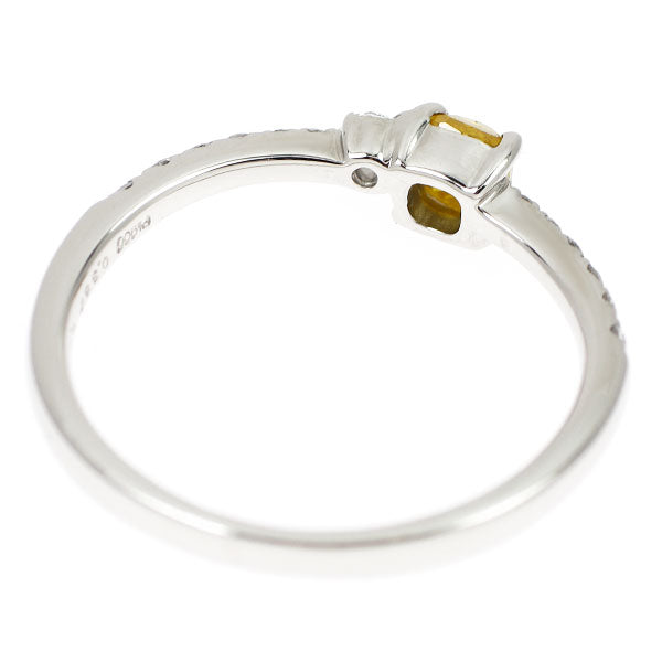 Pt900 天然イエロー / カラーレス ダイヤモンド リング 0.367ct D0.16ct