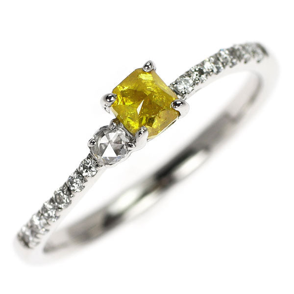 Pt900 天然イエロー / カラーレス ダイヤモンド リング 0.367ct D0.16ct