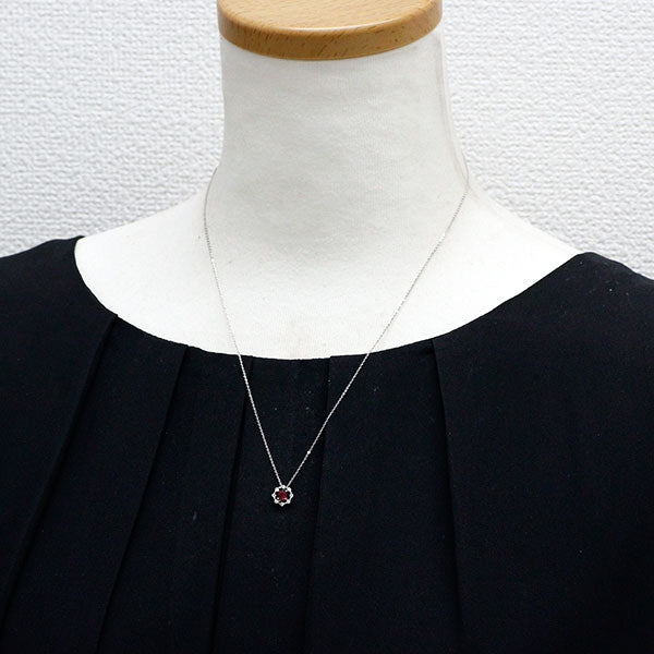 ポーラ K18WG ロードライトガーネット ダイヤモンド ペンダントネックレス 0.20ct D0.09ct
