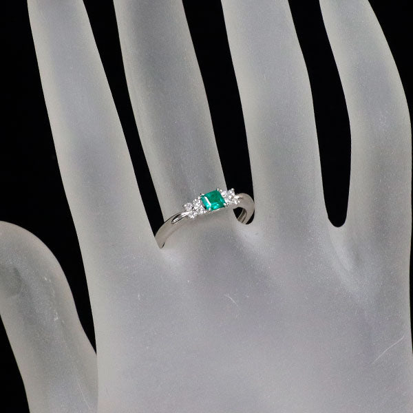 Pt900 エメラルド ダイヤモンド リング 0.21ct D0.12ct