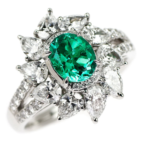 Pt950 エメラルド ダイヤモンド リング 0.933ct D1.36ct