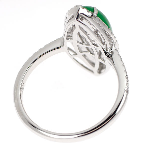 K18WG 翡翠 ダイヤモンド リング 3.721ct D0.26ct