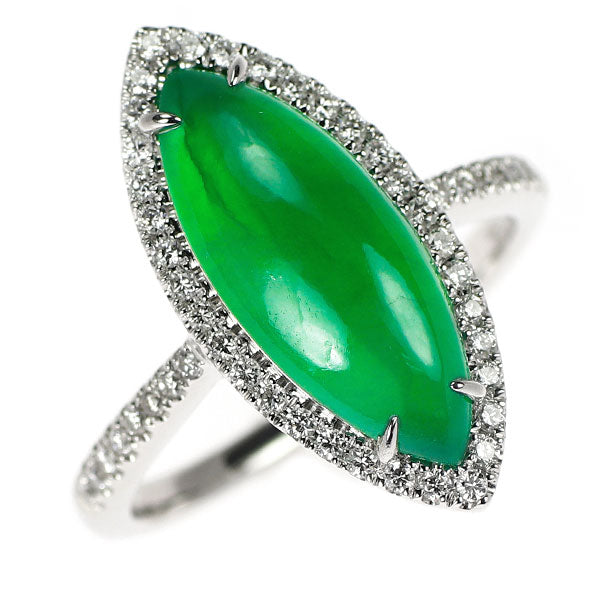 K18WG 翡翠 ダイヤモンド リング 3.721ct D0.26ct