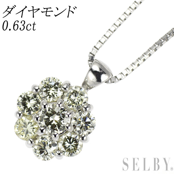 Pt900/ Pt850 ダイヤモンド ペンダントネックレス 0.63ct フラワー