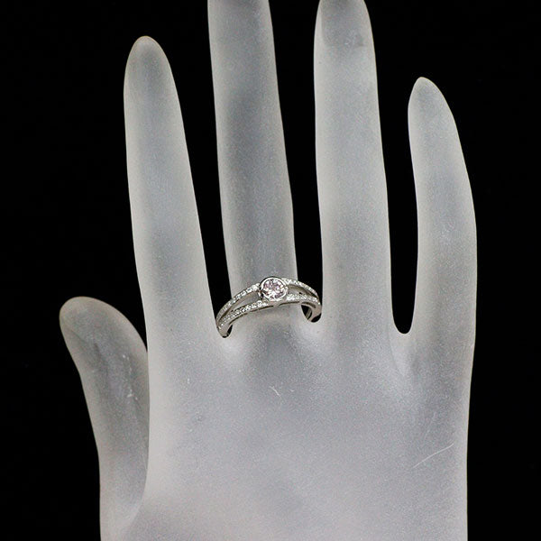新品 希少 Pt950 天然ピンク ダイヤモンド リング 0.332ct FLPP I1 D0.22ct【エスコレ】
