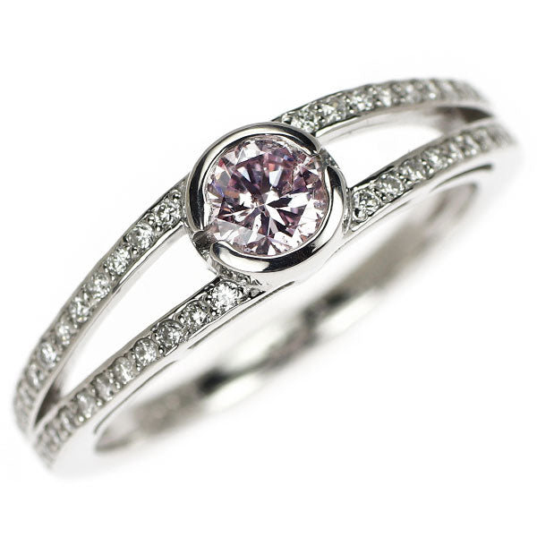 新品 希少 Pt950 天然ピンク ダイヤモンド リング 0.332ct FLPP I1 D0.22ct【エスコレ】