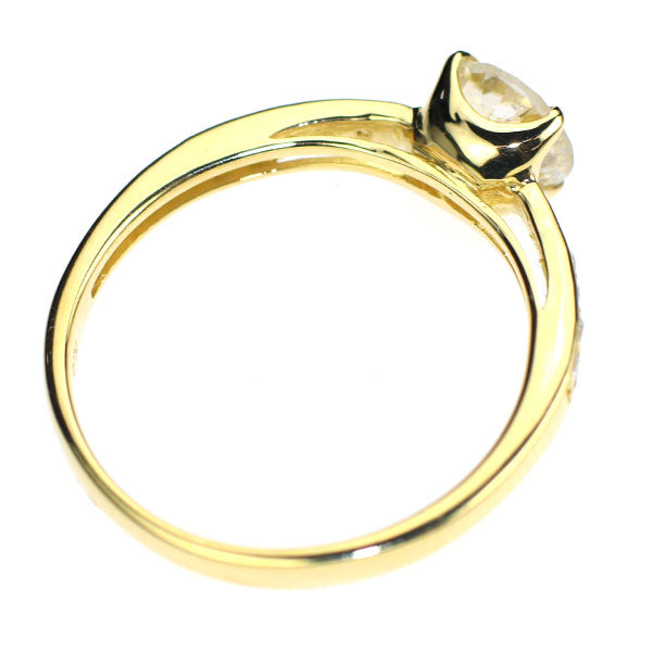 新品 K18YG サーキュラーブリリアントカット ダイヤモンド リング 0.882ct L I1 D0.12ct【エスコレ】