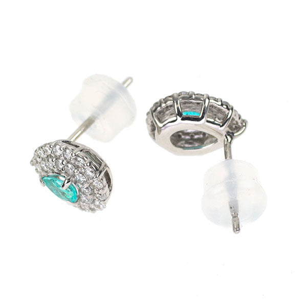 Pt900 ブラジル産パライバトルマリン ダイヤモンド ピアス 0.15ct D0.28ct