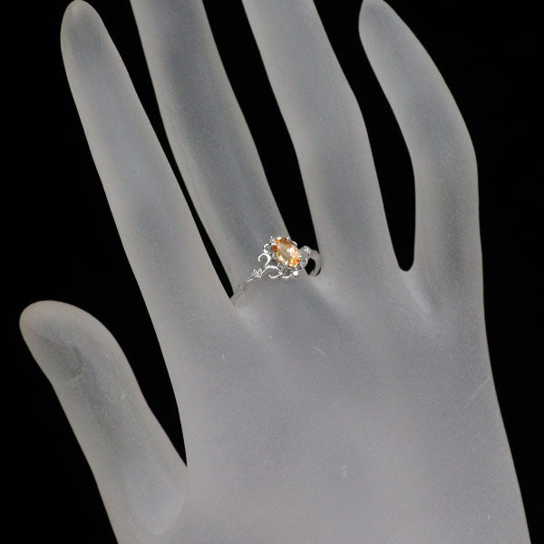 K18WG インペリアルトパーズ ダイヤモンド リング 0.62ct D0.03ct
