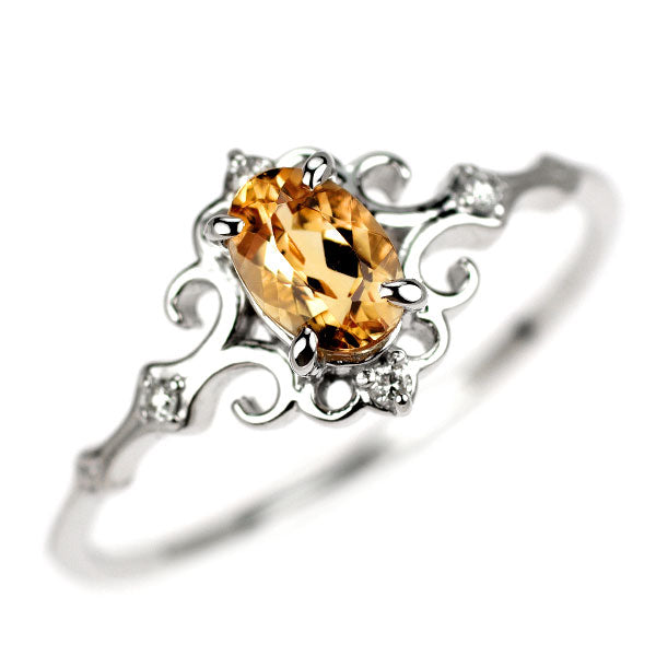 K18WG インペリアルトパーズ ダイヤモンド リング 0.62ct D0.03ct