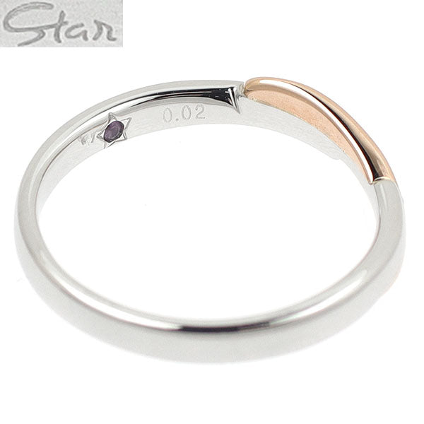 スタージュエリー Pt950/ K18PG ダイヤモンド リング 0.02ct ワンハート