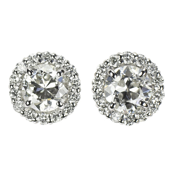 Pt950/ Pt900 サーキュラーブリリアントカットダイヤモンド ピアス 1.17ct H SI2-I1 D0.34ct