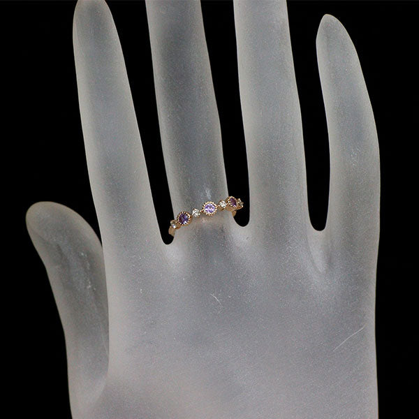 セイレーンアズーロ K18PG バイオレットサファイア ダイヤモンド リング 0.19ct D0.08ct