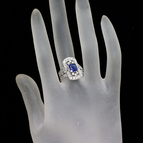 Pt950 サファイア ダイヤモンド リング 1.67ct D0.94ct