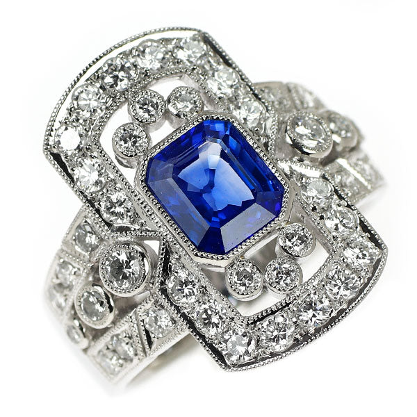 Pt950 サファイア ダイヤモンド リング 1.67ct D0.94ct