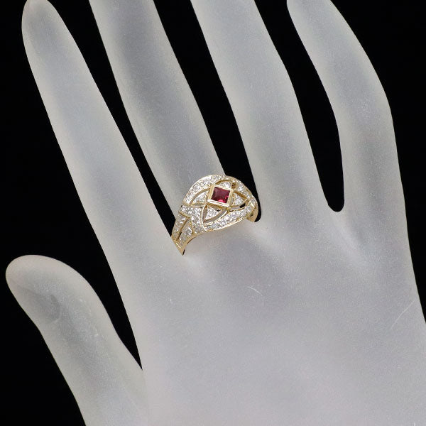 K18YG ルビー ダイヤモンド リング 0.26ct D0.33ct