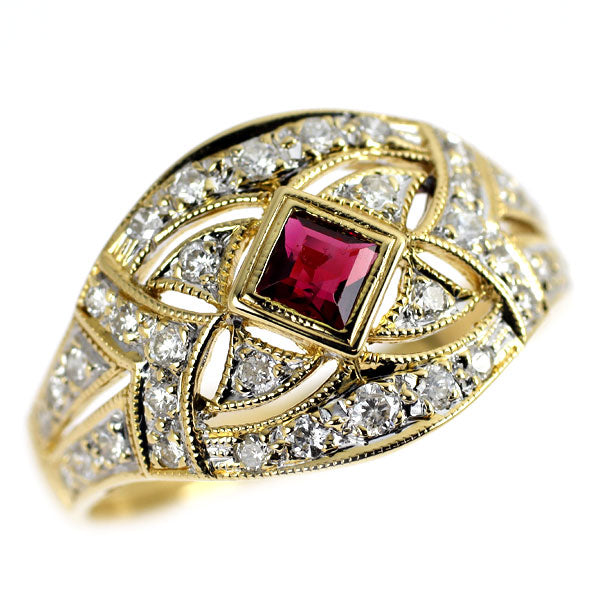 K18YG ルビー ダイヤモンド リング 0.26ct D0.33ct