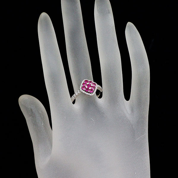 K18WG ルビー ダイヤモンド リング 0.667ct D0.333ct