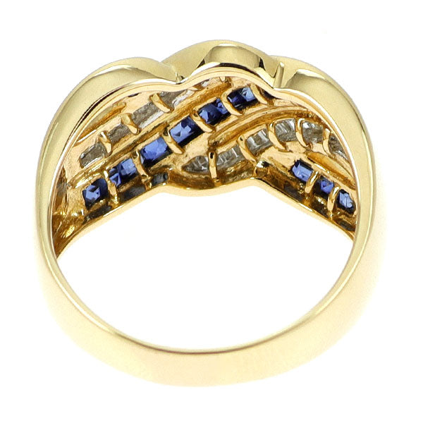 K18YG サファイア ダイヤモンド リング 0.98ct D0.28ct