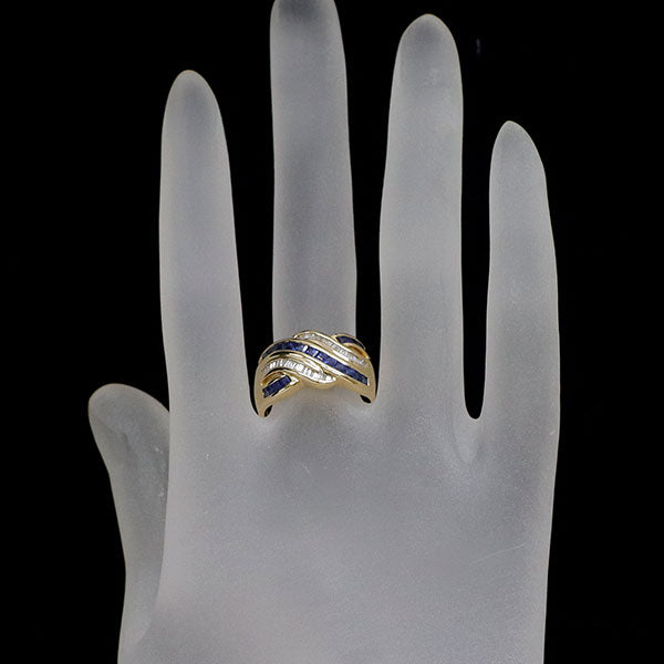 K18YG サファイア ダイヤモンド リング 0.98ct D0.28ct