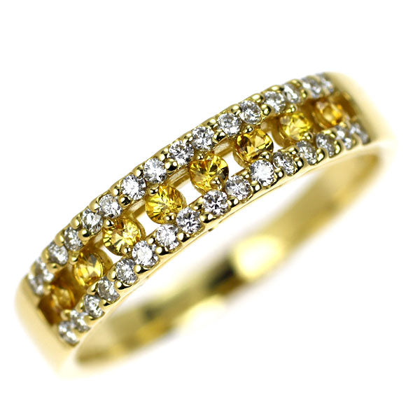 K18YG イエロー サファイア ダイヤモンド リング 0.18ct D0.18ct