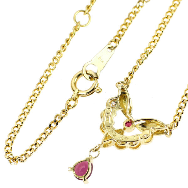 K18YG ルビー ダイヤモンド ペンダントネックレス 0.32ct R0.04ct D0