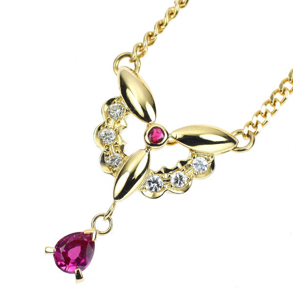 K18YG ルビー ダイヤモンド ペンダントネックレス 0.32ct R0.04ct D0.11ct