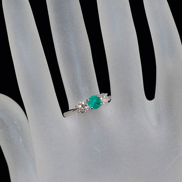 Pt900 エメラルド ダイヤモンド リング 0.54ct D0.582ct