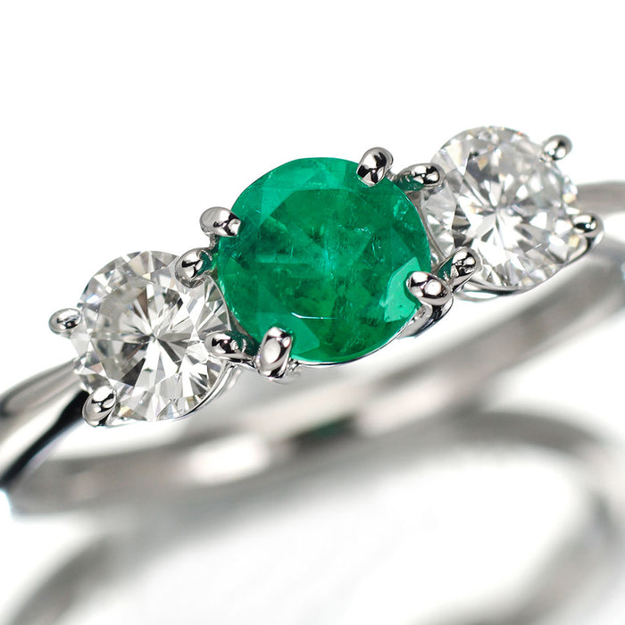 Pt900 エメラルド ダイヤモンド リング 0.54ct D0.582ct