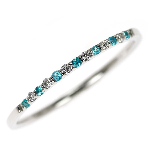 Pt950 パライバトルマリン ダイヤモンド リング 0.05ct D0.05ct ハーフエタニティ