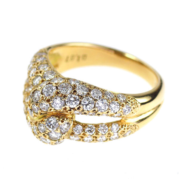 K18YG ダイヤモンド リング 1.87ct パヴェ スネーク
