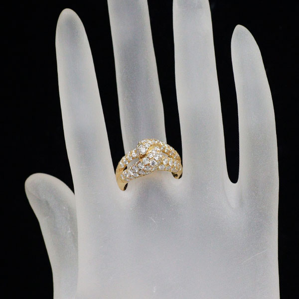 K18YG ダイヤモンド リング 1.87ct パヴェ スネーク