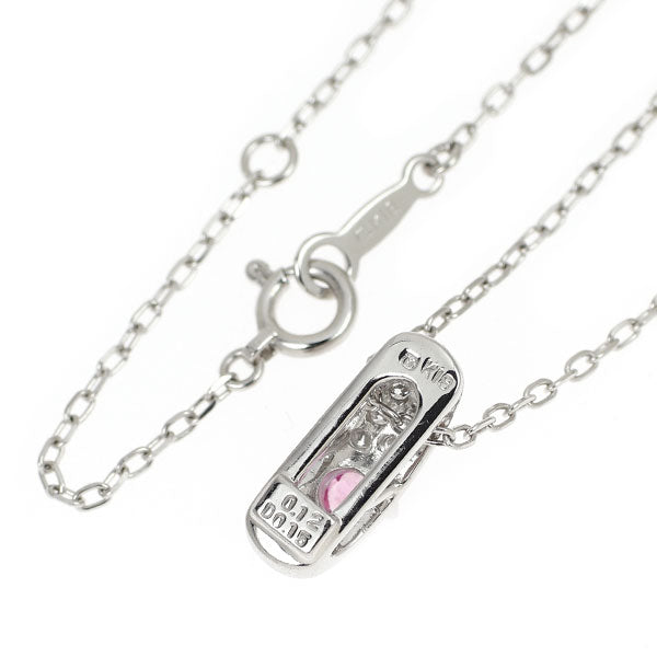 ミキモト K18WG ピンクサファイア ダイヤモンド ペンダントネックレス 0.12ct D0.15ct