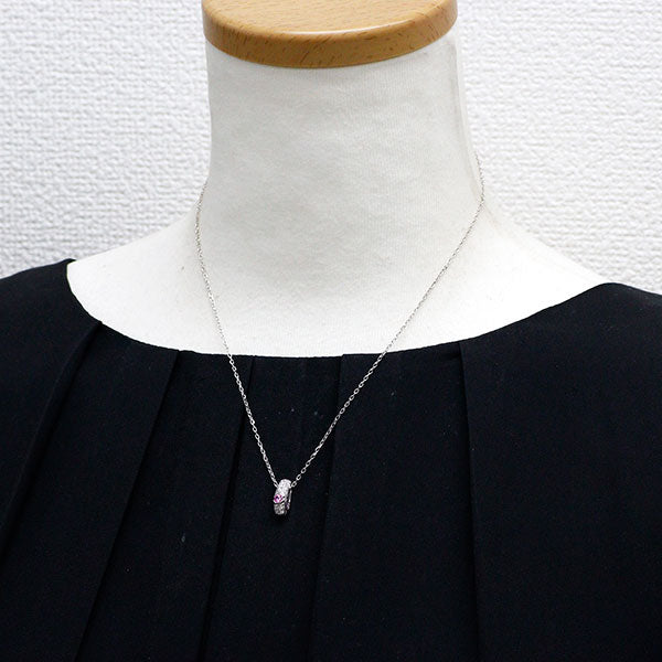 ミキモト K18WG ピンクサファイア ダイヤモンド ペンダントネックレス 0.12ct D0.15ct