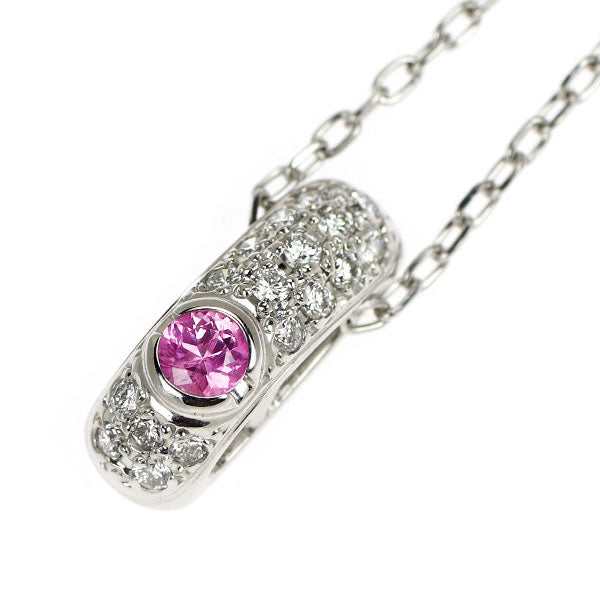 ミキモト K18WG ピンクサファイア ダイヤモンド ペンダントネックレス 0.12ct D0.15ct