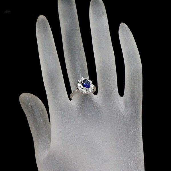 Pt900 サファイア ダイヤモンド リング 1.05ct D0.77ct