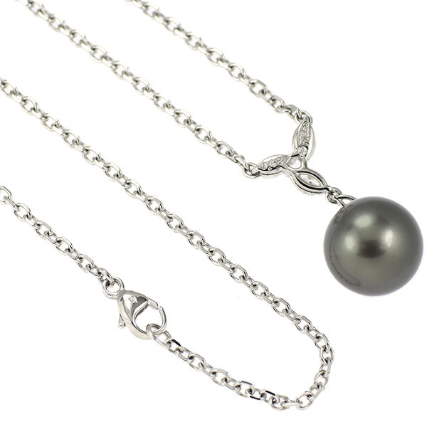 ミキモト Pt950 黒蝶真珠 ダイヤモンド ペンダントネックレス 径約11.3mm D0.48ct