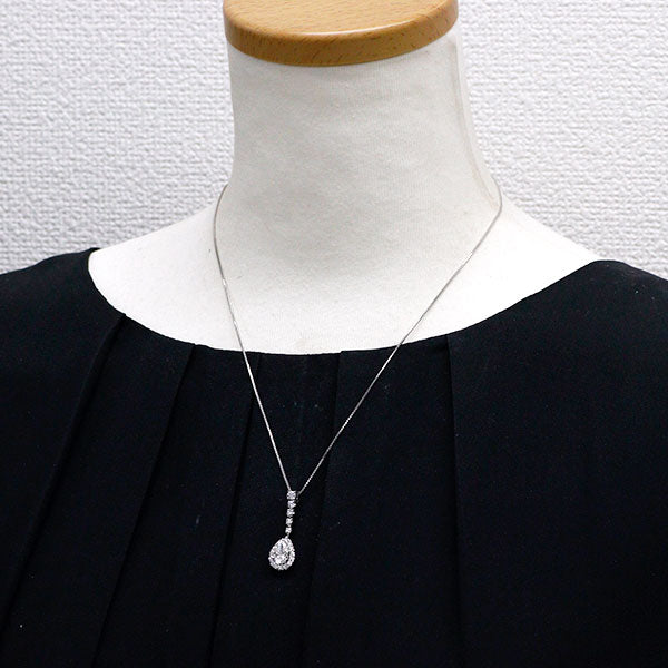 Pt950/ Pt850 ペアシェイプ ダイヤモンド ペンダントネックレス 1.023ct F SI2 VG/G D0.65ct