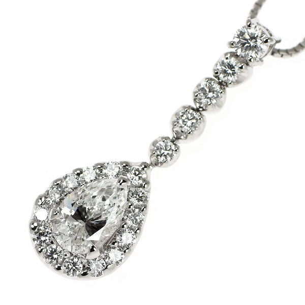 Pt950/ Pt850 ペアシェイプ ダイヤモンド ペンダントネックレス 1.023ct F SI2 VG/G D0.65ct