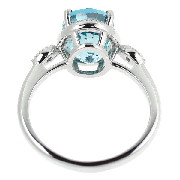 新品 Pt950 カンボジア産ラタナキリブルージルコン ダイヤモンド リング 5.00ct D0.02ct【エスコレ】